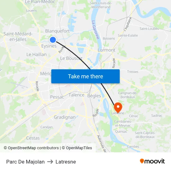 Parc De Majolan to Latresne map