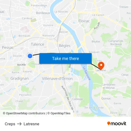 Creps to Latresne map