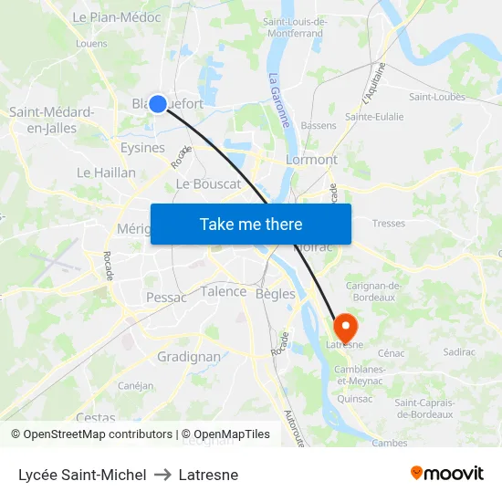 Lycée Saint-Michel to Latresne map
