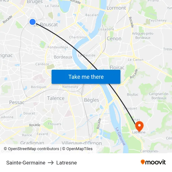 Sainte-Germaine to Latresne map