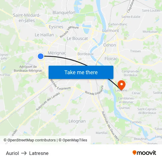 Auriol to Latresne map