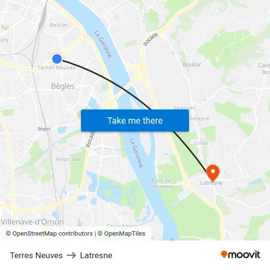 Terres Neuves to Latresne map