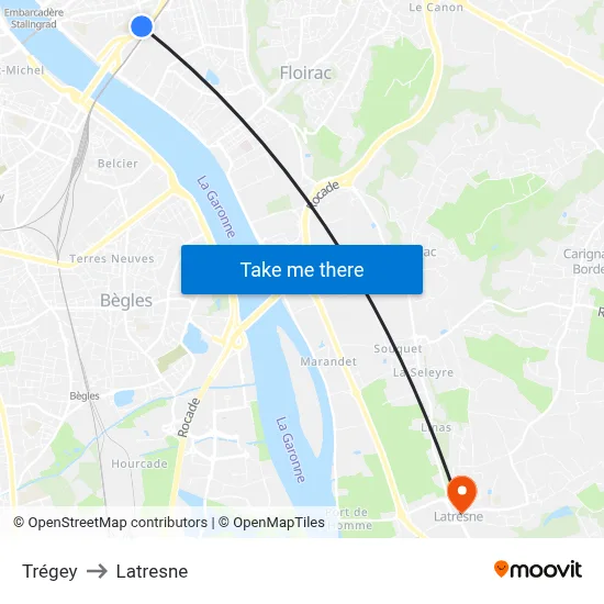 Trégey to Latresne map