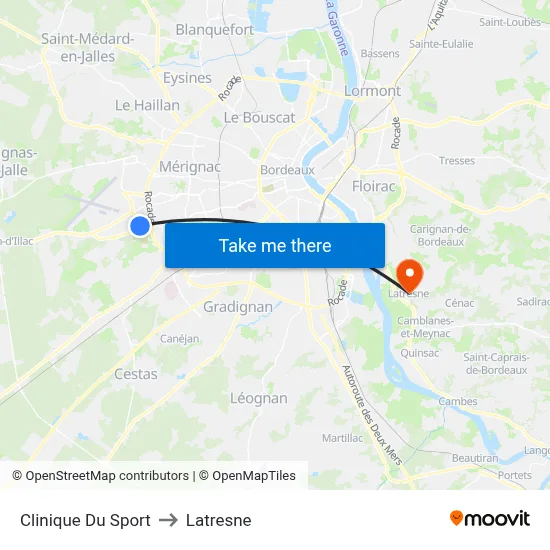 Clinique Du Sport to Latresne map