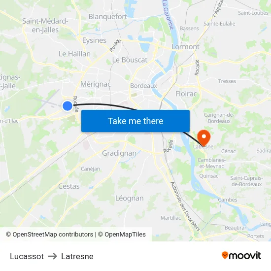 Lucassot to Latresne map