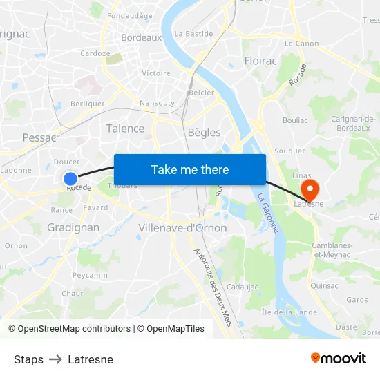 Staps to Latresne map