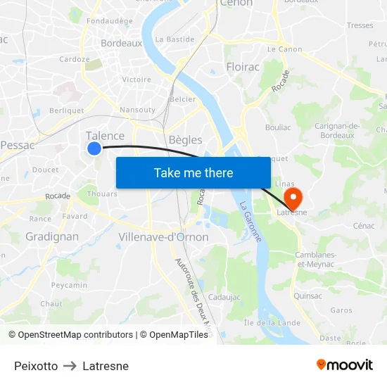 Peixotto to Latresne map