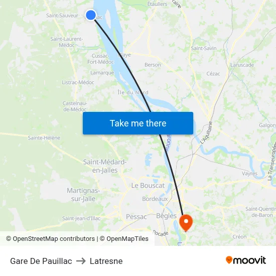 Gare De Pauillac to Latresne map
