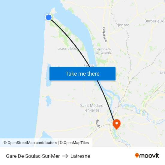 Gare De Soulac-Sur-Mer to Latresne map