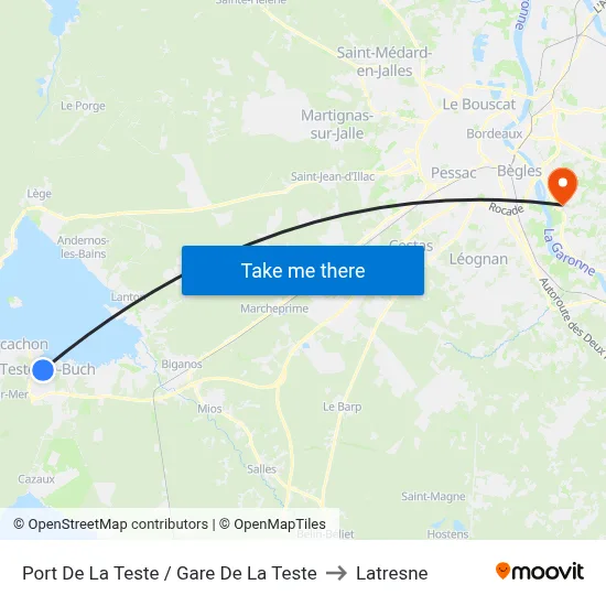 Port De La Teste / Gare De La Teste to Latresne map
