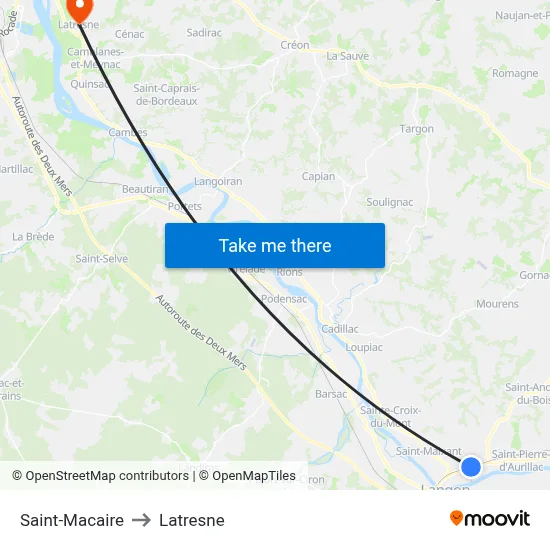 Saint-Macaire to Latresne map