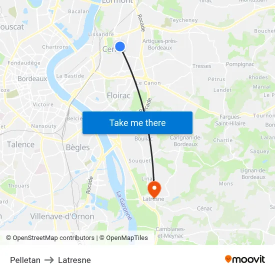 Pelletan to Latresne map