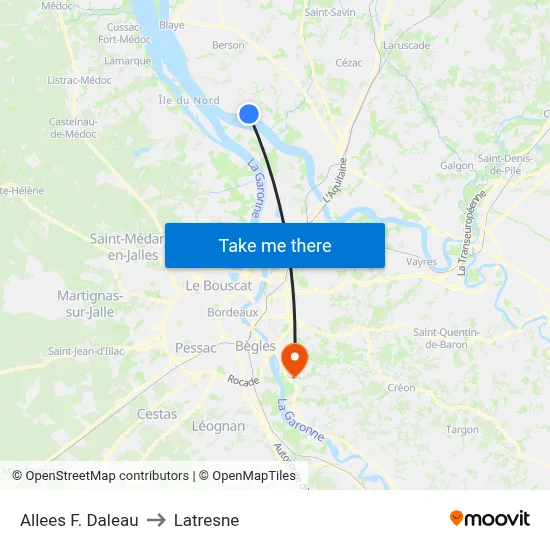Allees F. Daleau to Latresne map