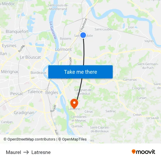 Maurel to Latresne map