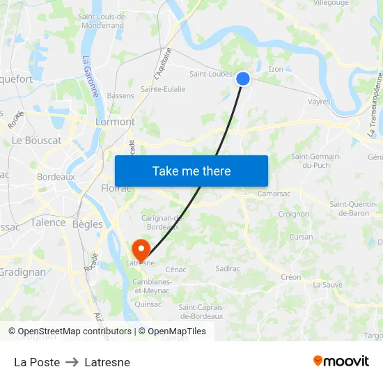 La Poste to Latresne map