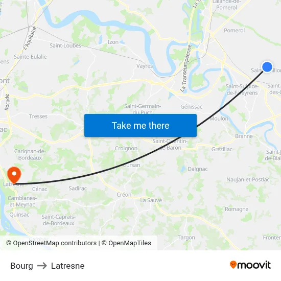 Bourg to Latresne map