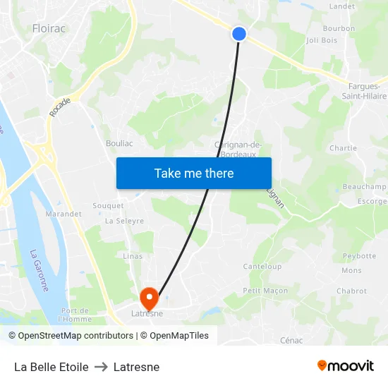 La Belle Etoile to Latresne map