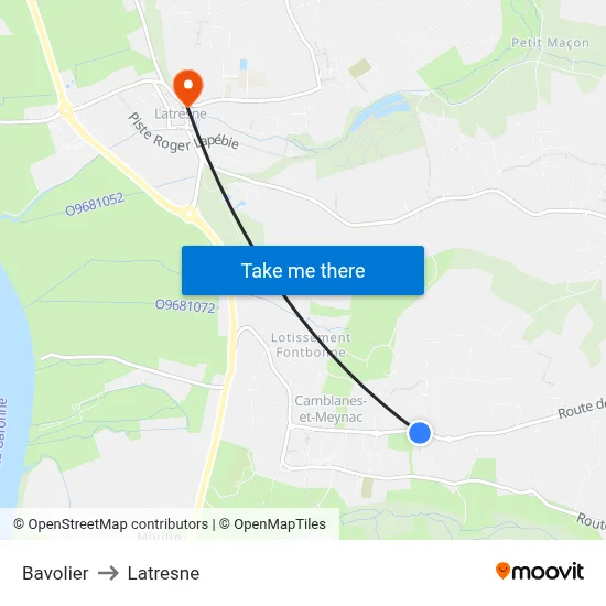 Bavolier to Latresne map