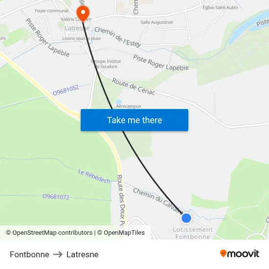 Fontbonne to Latresne map