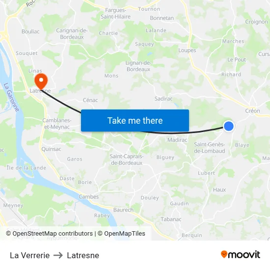 La Verrerie to Latresne map