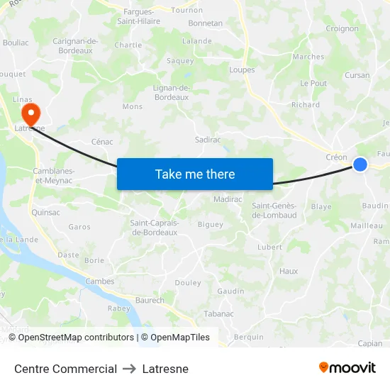 Centre Commercial to Latresne map