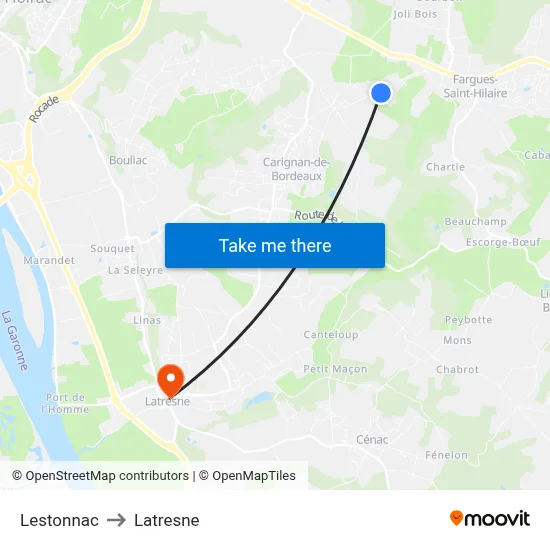 Lestonnac to Latresne map