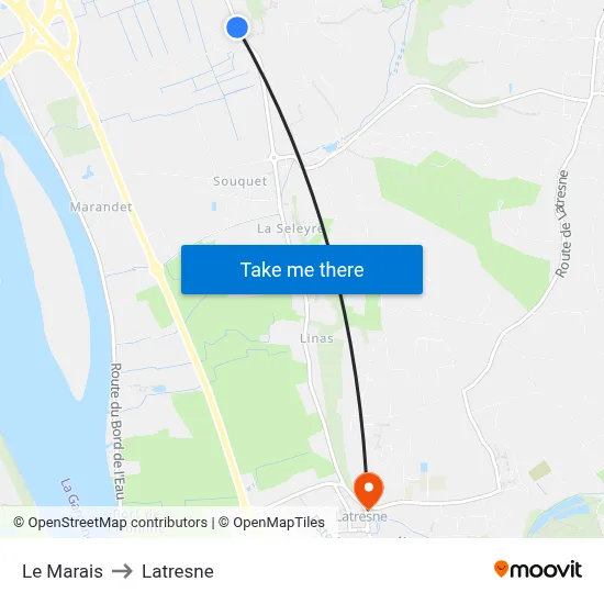 Le Marais to Latresne map