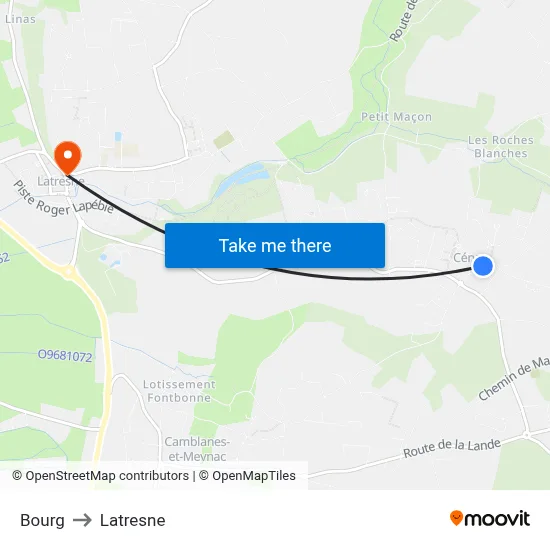 Bourg to Latresne map