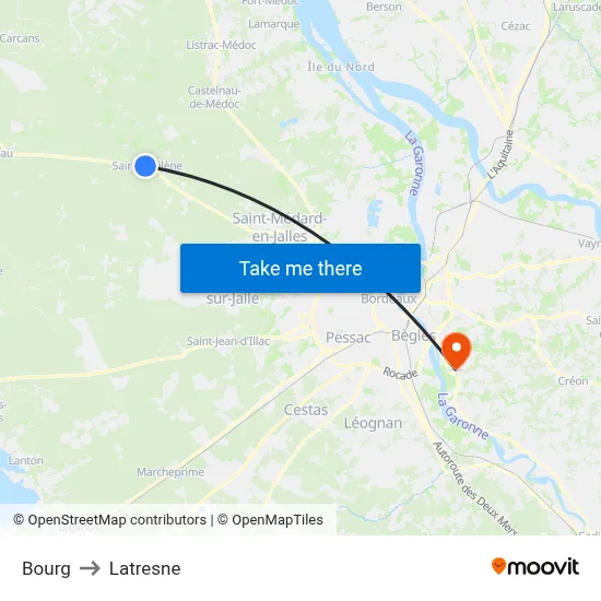 Bourg to Latresne map