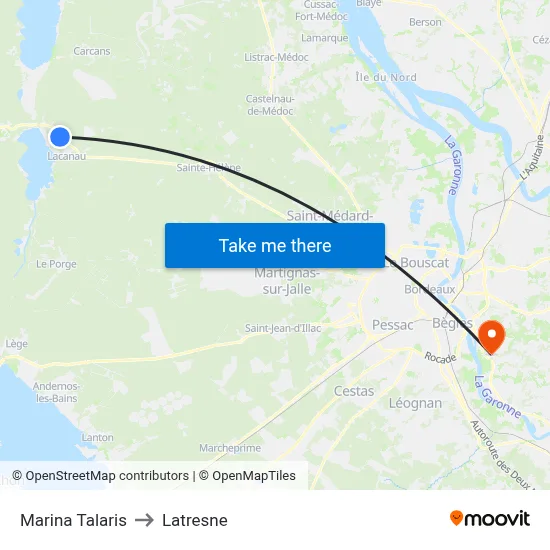 Marina Talaris to Latresne map