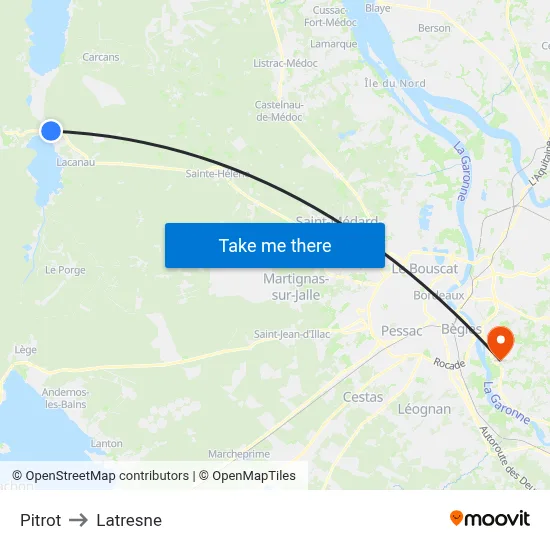 Pitrot to Latresne map