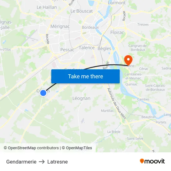 Gendarmerie to Latresne map