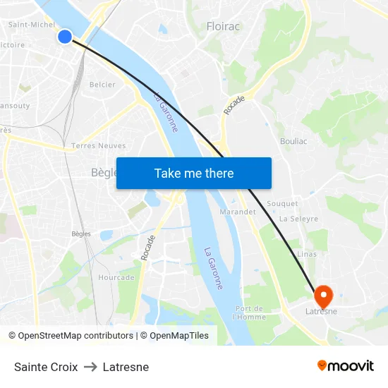 Sainte Croix to Latresne map