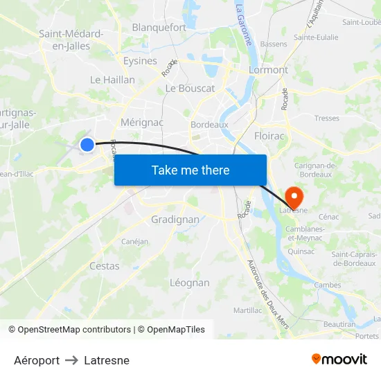 Aéroport to Latresne map