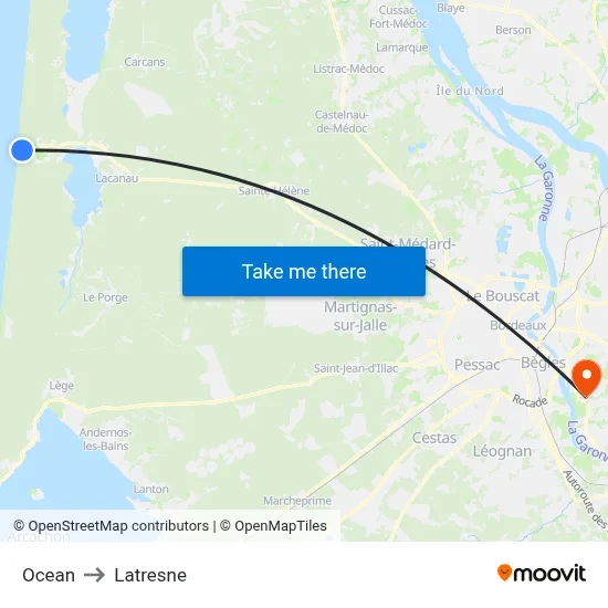 Ocean to Latresne map
