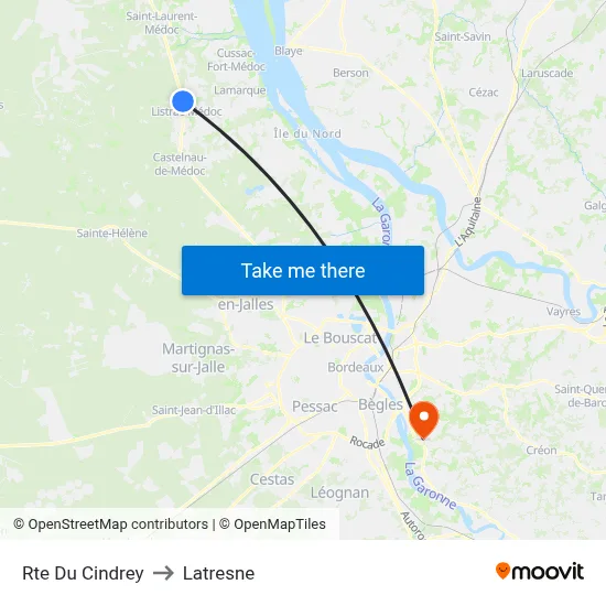 Rte Du Cindrey to Latresne map