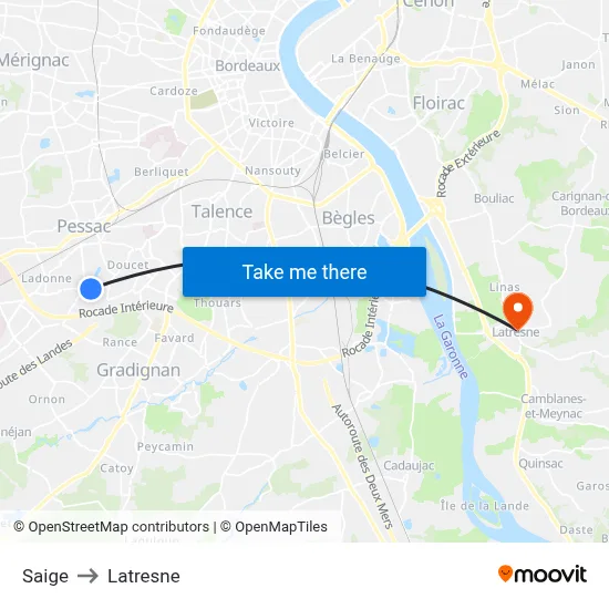 Saige to Latresne map