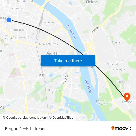 Bergonié to Latresne map