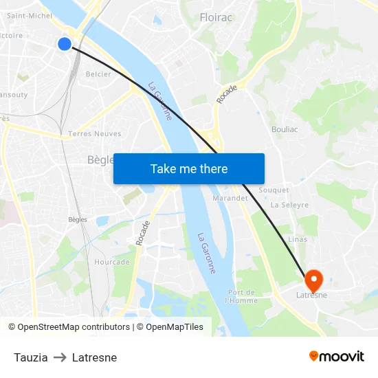 Tauzia to Latresne map