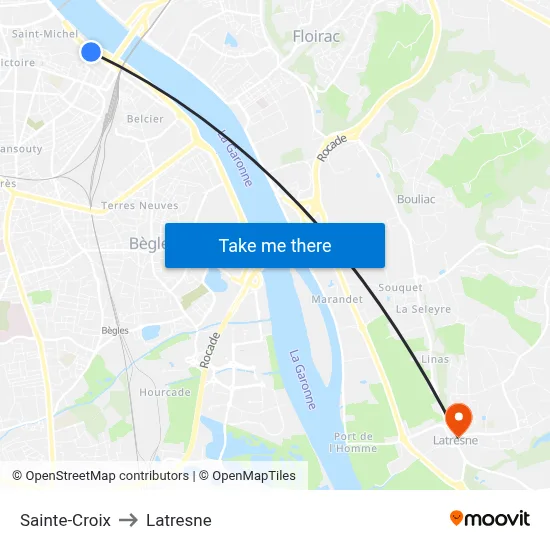 Sainte-Croix to Latresne map