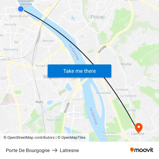 Porte De Bourgogne to Latresne map