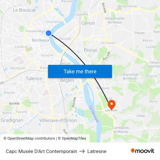 Capc Musée D'Art Contemporain to Latresne map