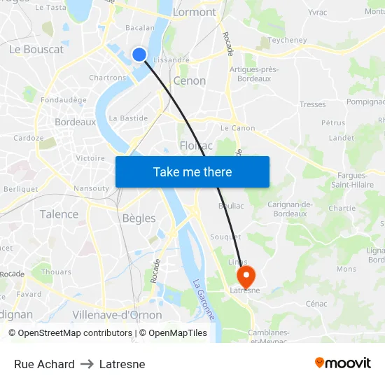 Rue Achard to Latresne map
