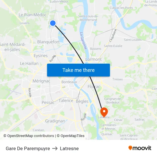 Gare De Parempuyre to Latresne map