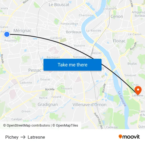 Pichey to Latresne map