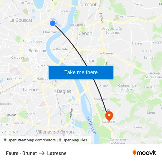 Faure - Brunet to Latresne map