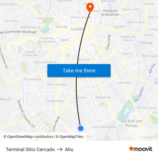 Terminal Sítio Cercado to Ahu map