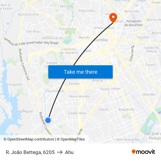 R. João Bettega, 6205 to Ahu map