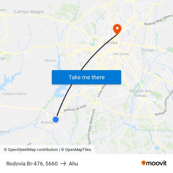 Rodovia Br-476, 5660 to Ahu map