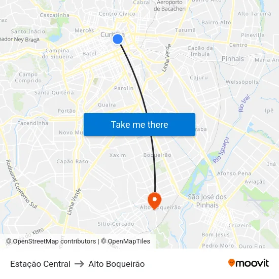 Estação Central to Alto Boqueirão map